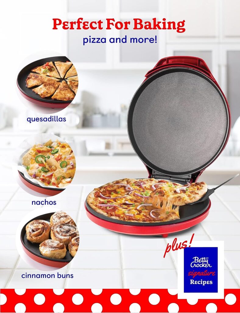 Betty Crocker Countertop Pizza Maker, 1440-Watt Pizza Maker Machine for Home, BC-2958CR