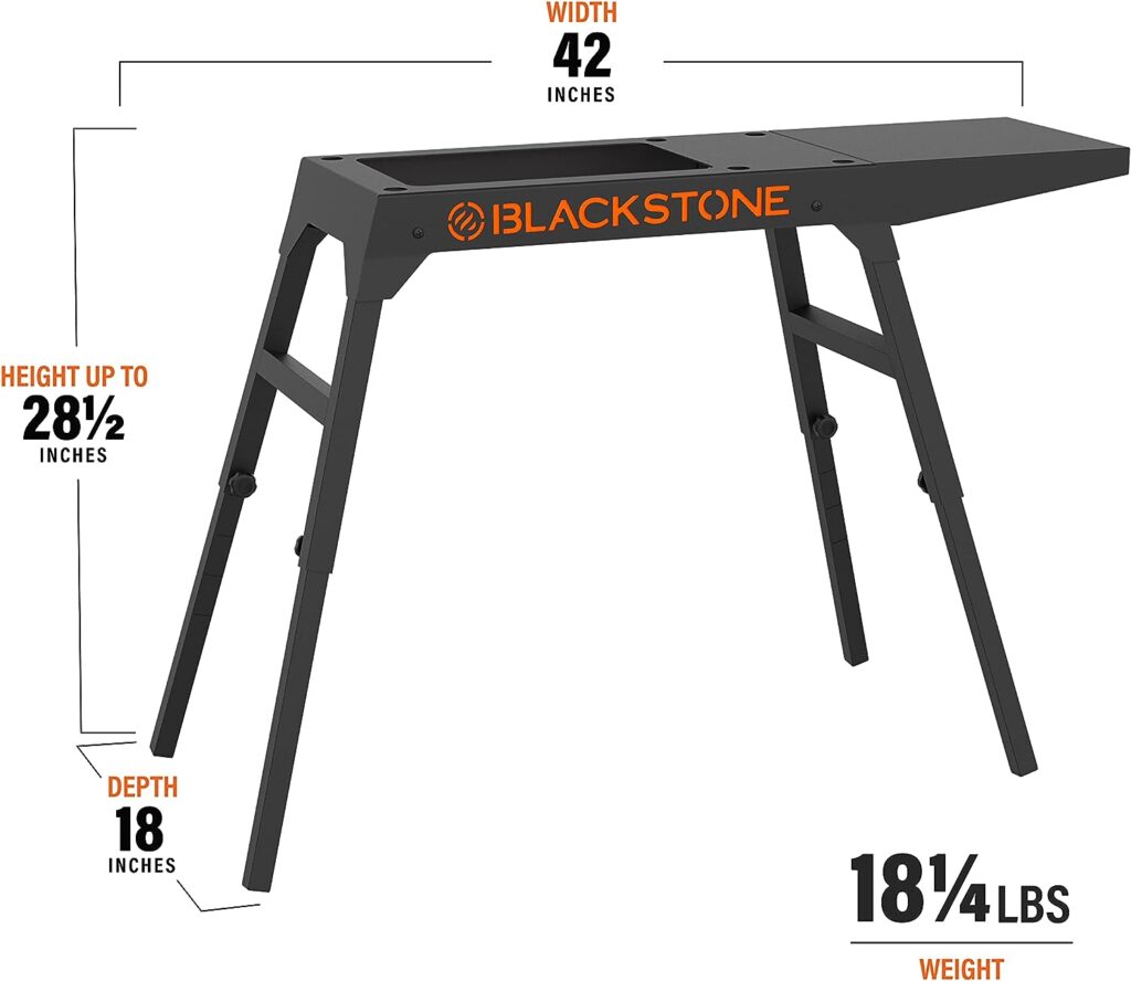 Blackstone Universal Griddle Stand with Adjustable Leg and Side Shelf - Made to fit 17” or 22” Propane Table Top Griddle – Perfect Take Along Grill Accessories for Outdoor Cooking and Camping (Black)