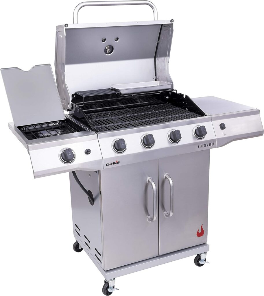 Char-Broil 463354021 Performance 4-Burner Cabinet Style Liquid Propane Gas Grill, Stainless Steel