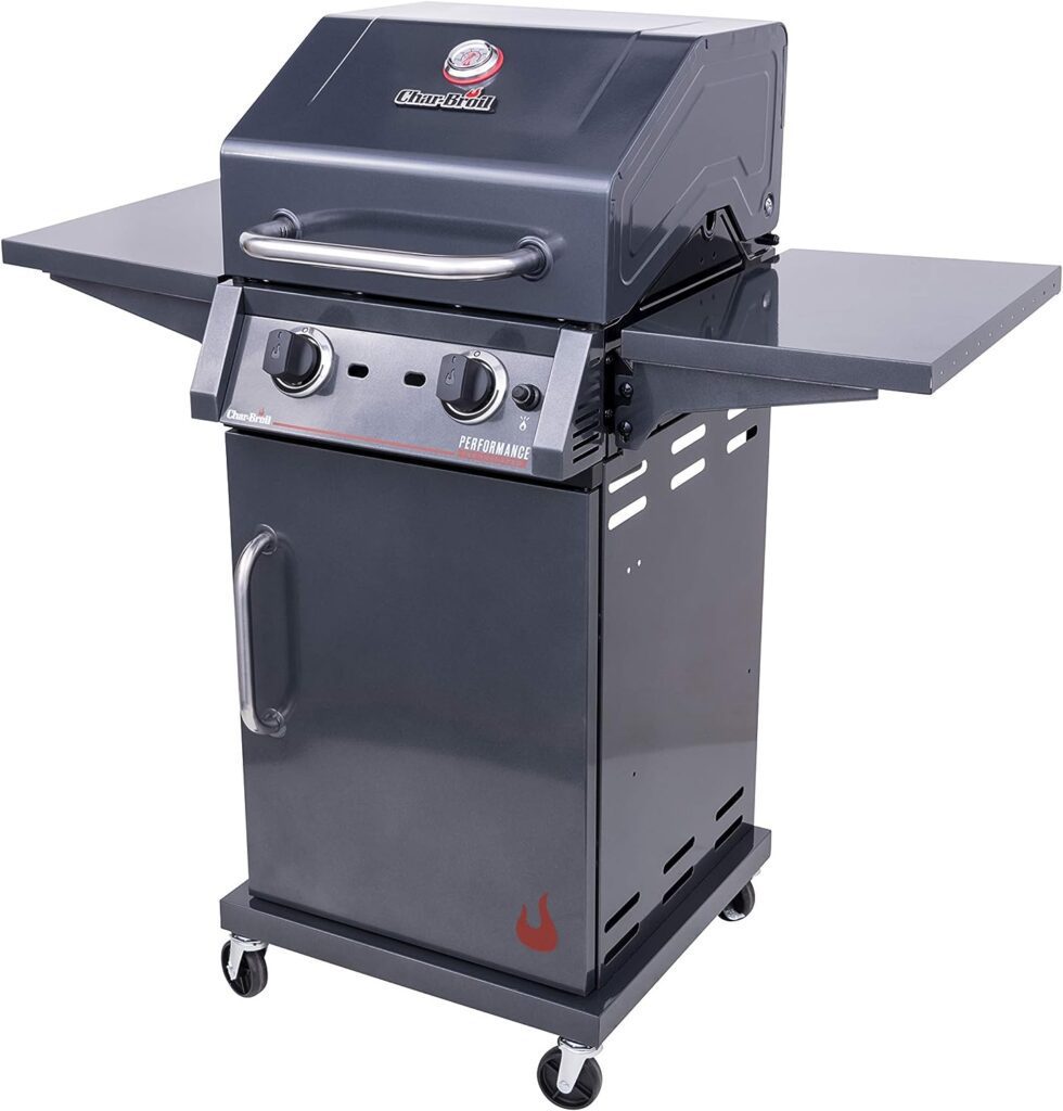 Char-Broil 463655621 Performance TRU-Infrared 2-Burner Cabinet Style Liquid Propane Gas Grill, Metallic Gray