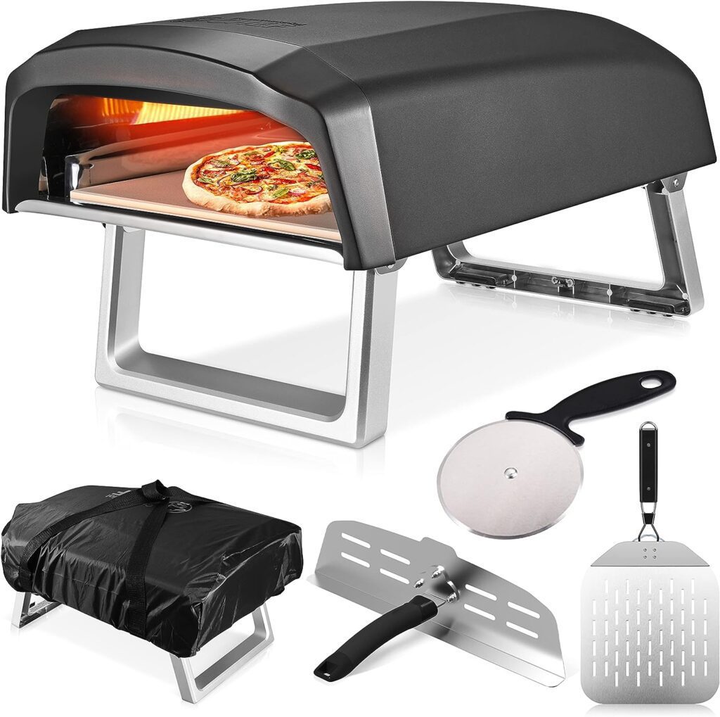 Commercial Chef Pizza Oven Outdoor - Gas Pizza Oven Propane - Portable Pizza Ovens for Outside - Stone Brick Pizza Maker Oven Grill - with Pizza Oven Door, Peel, Pizza Stone, Cutter, and Carry Cover