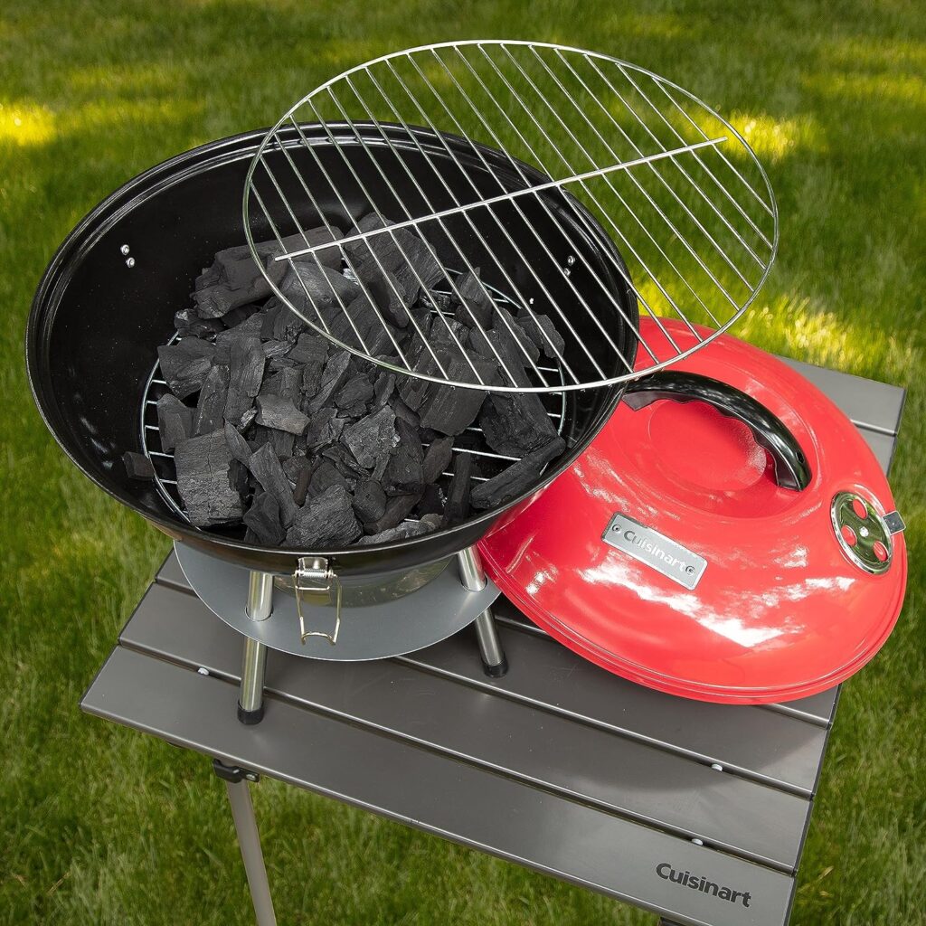 Cuisinart CCG190RB Inch BBQ, 14 x 14 x 15, Portable Charcoal Grill, 14 (Red)