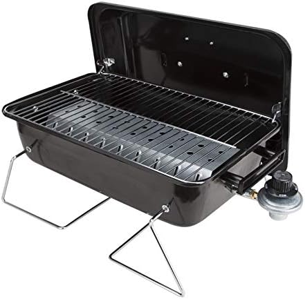 Duke Grills Omaha Go Anywhere Portable Gas Grill - Mini BBQ Propane Grill for Camping, RV, Tailgate - Cooks 8 hamburgers at once - Long Life Steel - Foldable Legs