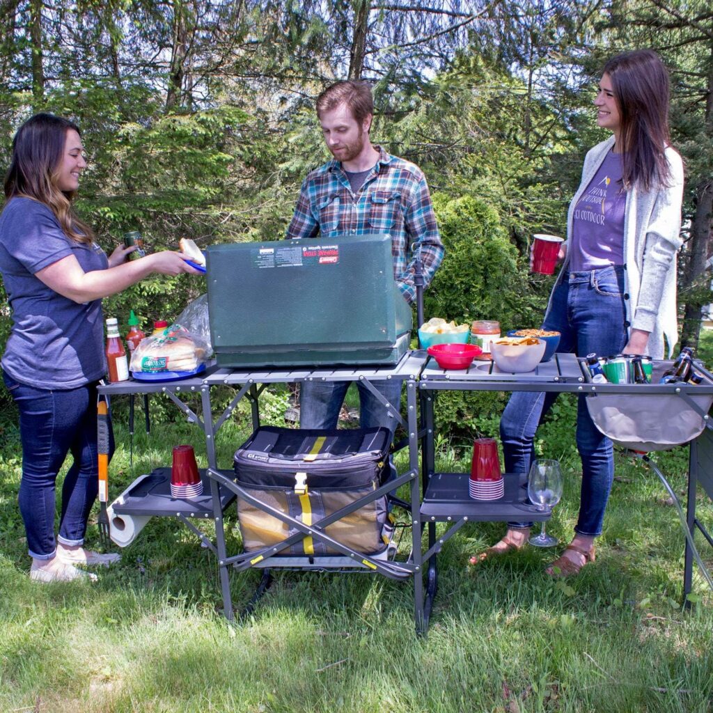 GCI Outdoor Master Cook Station Portable Camp Kitchen Outdoor Folding Table,Black