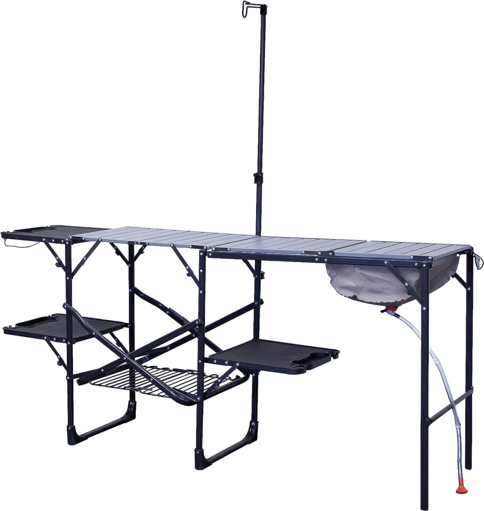 GCI Outdoor Master Cook Station Portable Camp Kitchen Outdoor Folding Table,Black