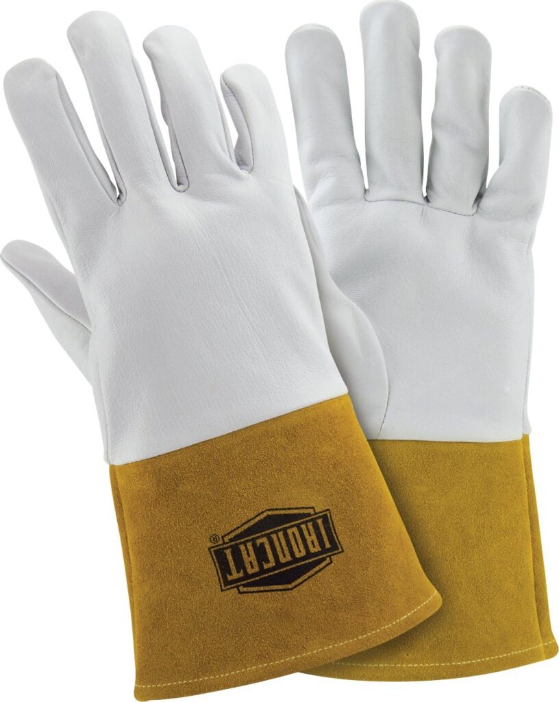 IRONCAT 6141 Kidskin TIG Welding Gloves - Small, Kevlar Thread Welding Gloves with 4 in. Gold Cuff, Straight Thumb, Natural