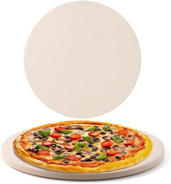 Nuwave Heavy-Duty Cordierite Pizza  Baking Stone, Heat Resistant up to 1472°F, Great for Indoor Electric Ovens, Outdoor Gas, Wood Fire Grills, BBQ Grilling,  NuWave Bravo XL, Fits Most Frozen Pizzas