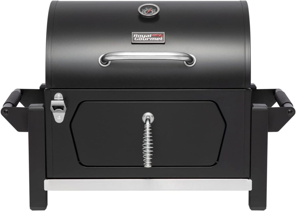 Royal Gourmet CD1519 Portable Charcoal Grill with Side Handles and Bottle Opener, Ideal for Outdoor BBQ, Picnic, Tailgate and Campsite, Black