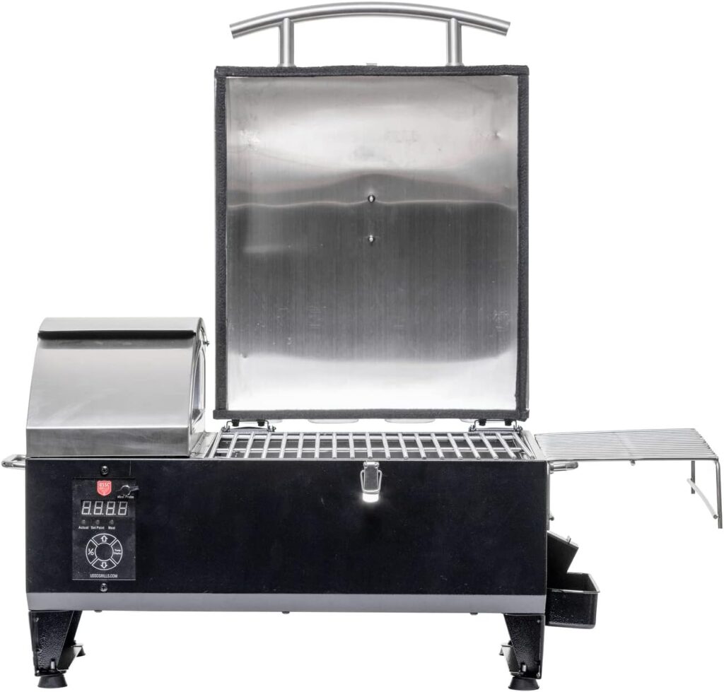 USSC Grills USG295SS Stainless Steel Portable Tabletop Wood Pellet Grill,silver,black