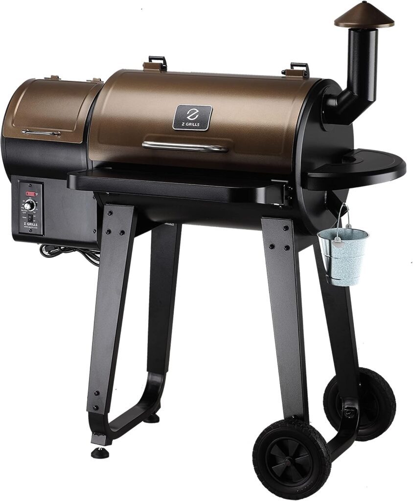 Z GRILLS ZPG-450A 2019 Upgrade Model Wood Pellet Grill  Smoker, 6 in 1 BBQ Grill Auto Temperature Control, 450 sq Inch Deal, Bronze  Black Cover Included