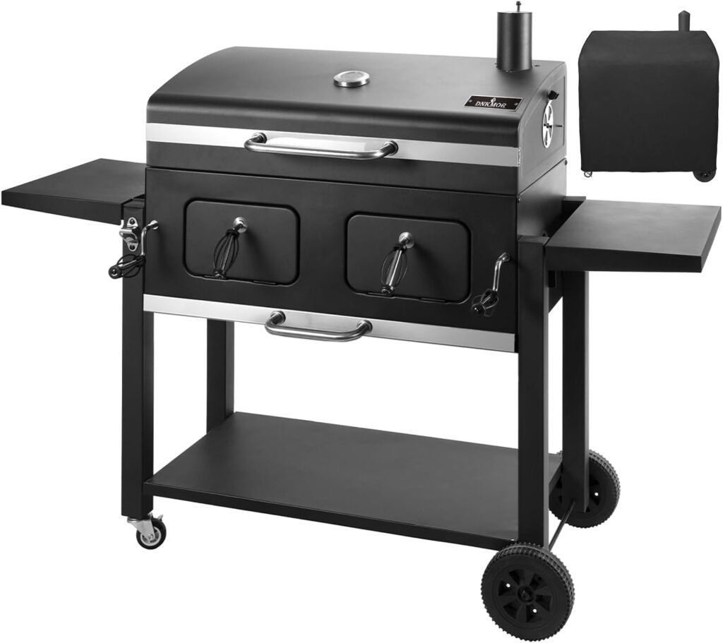 Charcoal Grill Outdoor BBQ Grill, Extra Large Cooking Area 794 Square Inches with Two Individual  Adjustable Charcoal Tray, Foldable Side Tables for Outdoor Cooking Backyard Camping Picnics By DNKMOR