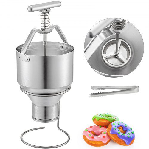 VEVOR Donut Depositor 5L Capacity Donut Dropper Hopper Food-Grade Aluminum Manual Donut Dispenser 6 Adjustable Thicknesses Donut Hopper with Stand Donut Batter Dispenser for Home amp; Commercial Use  | VEVOR US