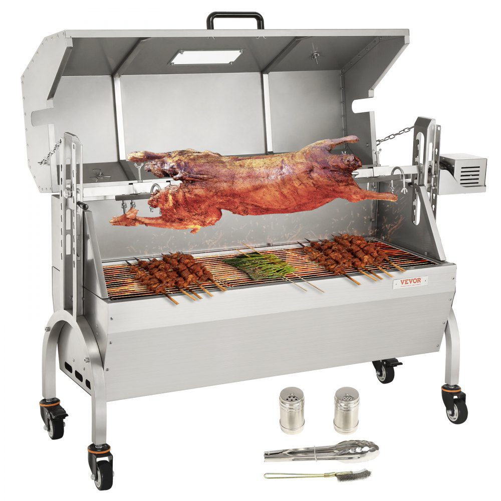 VEVOR Roaster Spit Rotisserie BBQ Grill Pig Lamb Chicken Roaster 50W 132LBS  | VEVOR US