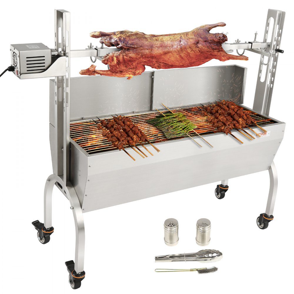 VEVOR Roaster Spit Rotisserie BBQ Grill Pig Lamb Chicken Roaster 50W 132LBS  | VEVOR US