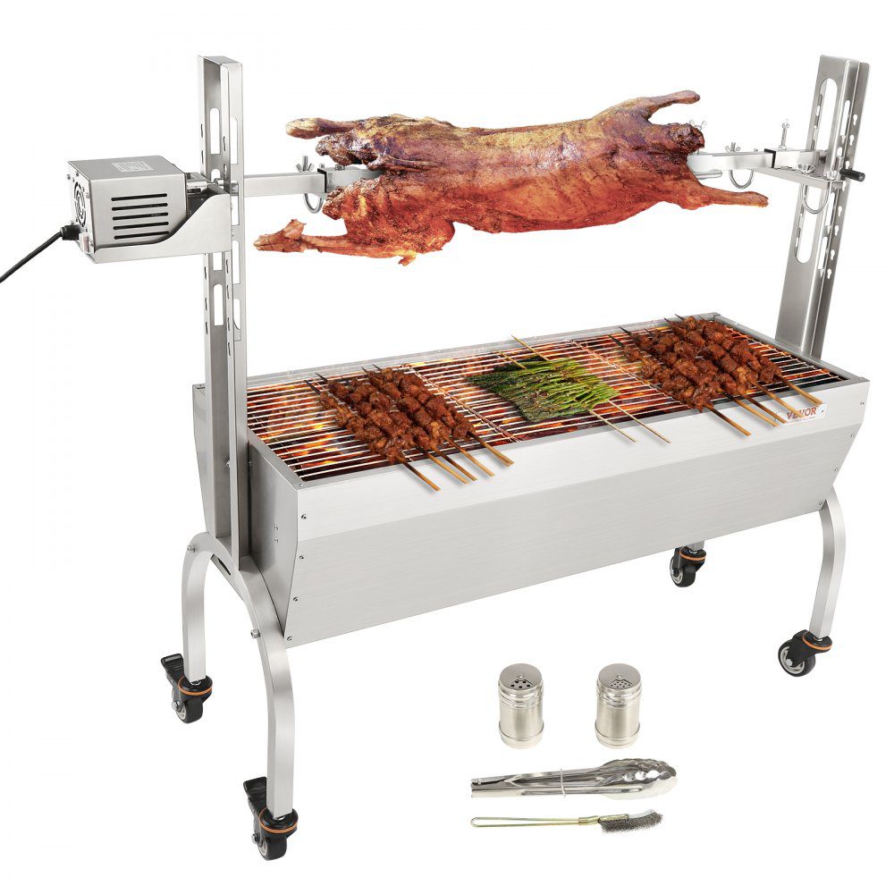 VEVOR Roaster Spit Rotisserie BBQ Grill Whole Pig Lamb Chicken Roaster 50W 90LBS  | VEVOR US