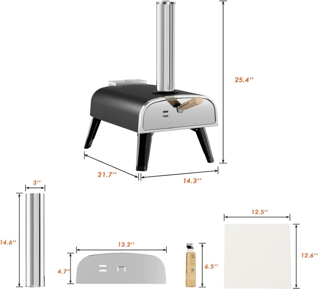 aidpiza Pizza Oven Outdoor 12 Wood Fired Pizza Ovens Pellet Pizza Stove for Outside, Portable Stainless Steel Pizza Oven for Backyard Pizza Maker Portable Mobile Outdoor Kitchen