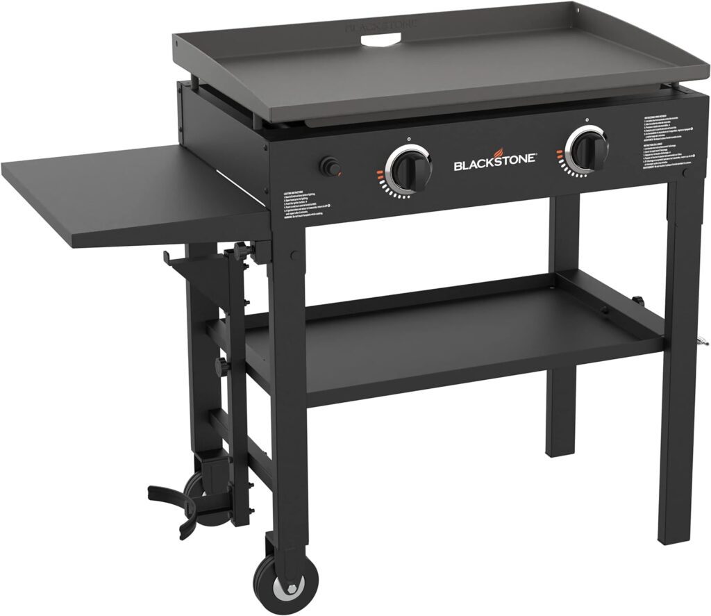 Blackstone Flat Top Gas Grill Griddle 2 Burner Propane Fuelled Rear Grease Management System, 1517, Outdoor Griddle Station for Camping, 28 inch