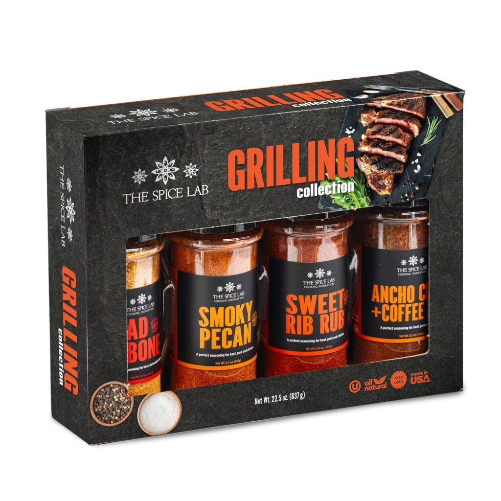 The Spice Lab BBQ Barbecue Spices and Seasonings Set - Ultimate Grilling Accessories Set - Gift Kit for Barbecues, Grilling, and Smoking - Great Gift for Men or Gift for Dad Made in the USA