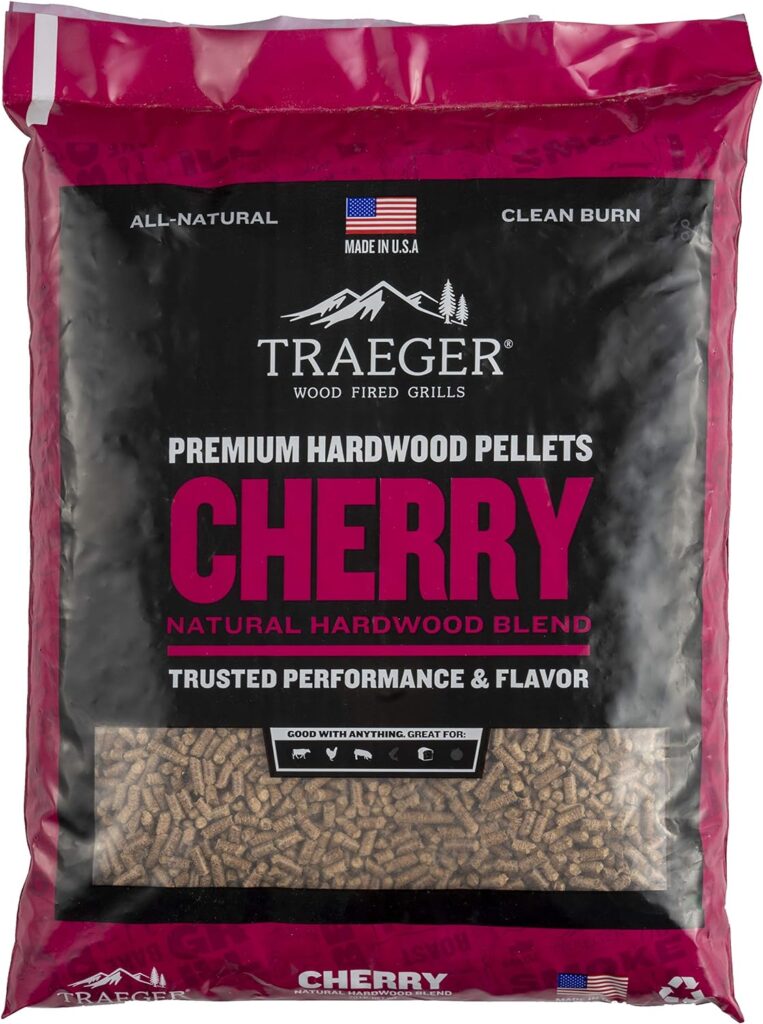 Traeger Grills Cherry 100% All-Natural Wood Pellets for Smokers and Pellet Grills, BBQ, Bake, Roast, and Grill, 20 lb. Bag