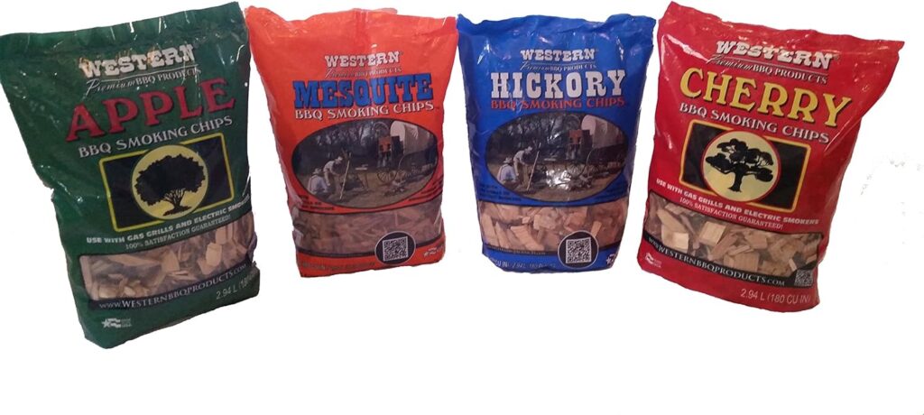 Western BBQ Smoking Wood Chips Variety Pack Bundle (4)- Apple, Mesquite, Hickory, and Cherry Flavors (Original Version)