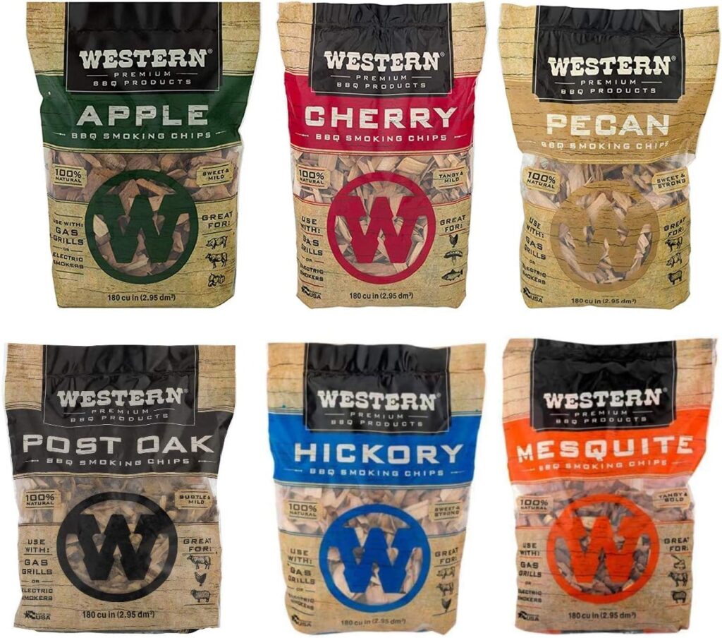 Western Wood Smoking Chip Variety Pack of 6, 180 cu in per Bag