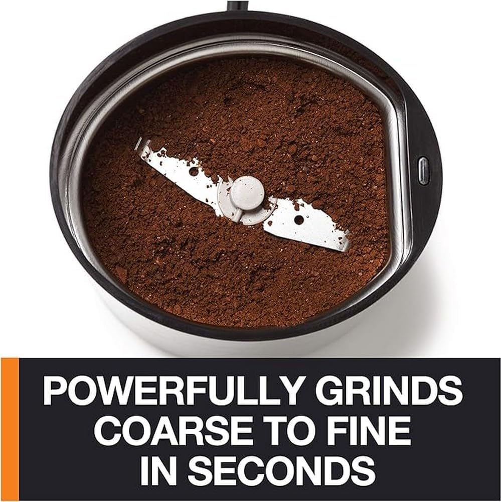 Krups One-Touch Coffee and Spice Grinder 12 Cup Easy to Use, One Touch Operation 200 Watts Coffee, Spices, Dry Herbs, Nuts Black