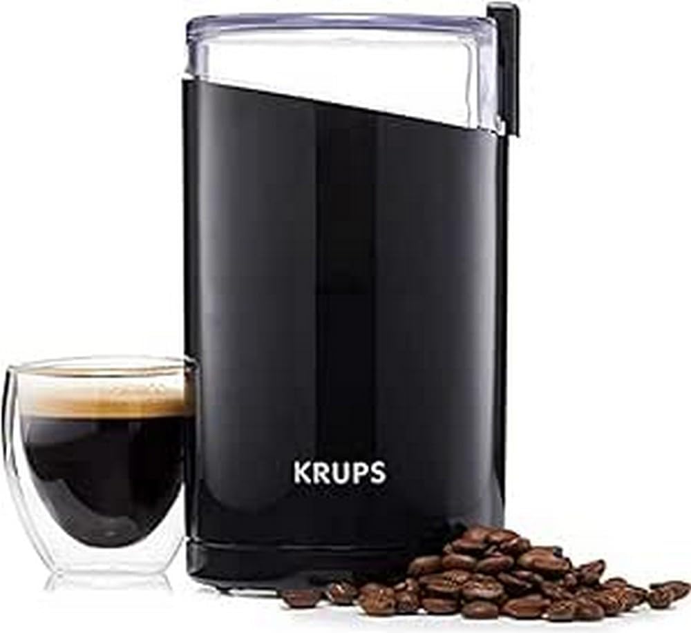 Krups One-Touch Coffee and Spice Grinder 12 Cup Easy to Use, One Touch Operation 200 Watts Coffee, Spices, Dry Herbs, Nuts Black